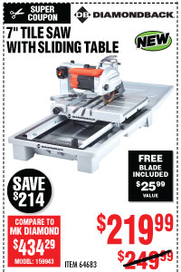 Harbor Freight Tools: NEW PRODUCT ALERT: Diamondback Tile Saws ...