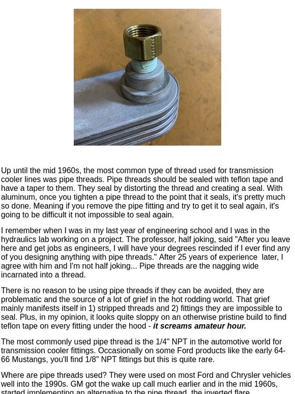 De-thawing your hot rod and trans fittings