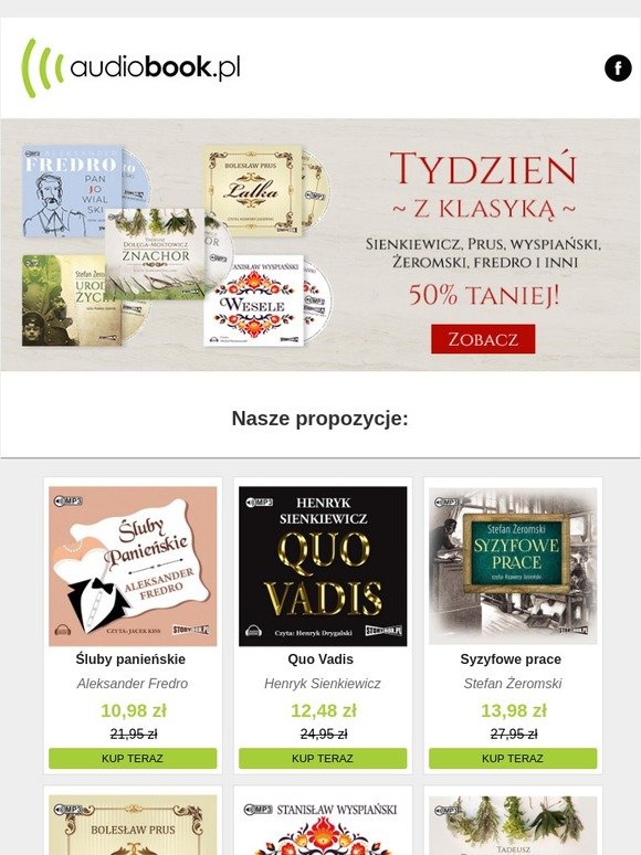 Tydzień z klasyką - wybrane audiobooki 50% taniej!