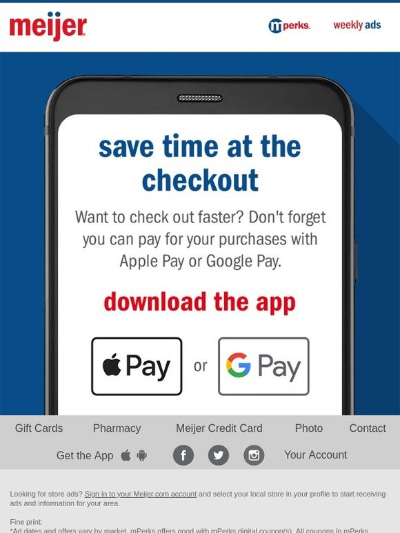 Meijer Check out faster with Apple Pay or Google Pay! Milled