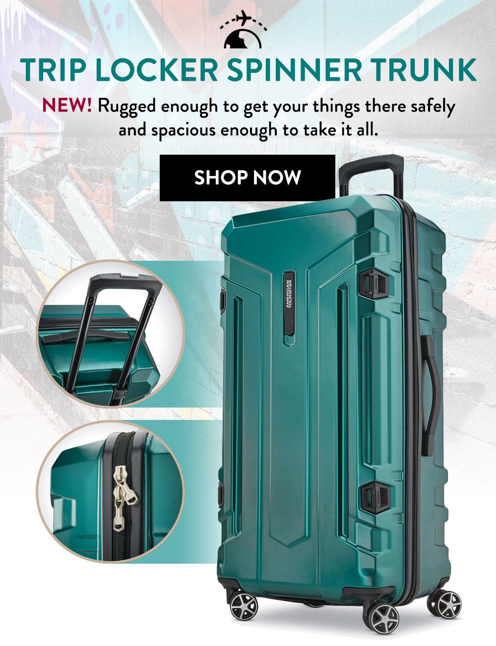 American tourister trip locker spinner sales trunk