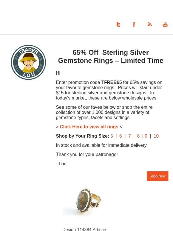 Your Ring Size is on Sale - 65% OFF Sterling Silver Designs
