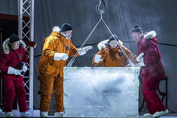 Sarah Champion, Stephen Gadd, Jeni Bern and Mark Le Brocq perform on stage during scene in Anthropocene.