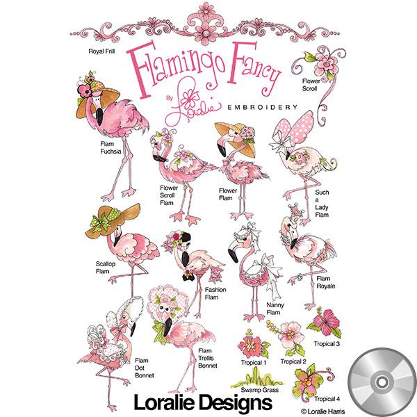 Flamingo Fancy Machine Embroidery Design Collection | Compact Disc