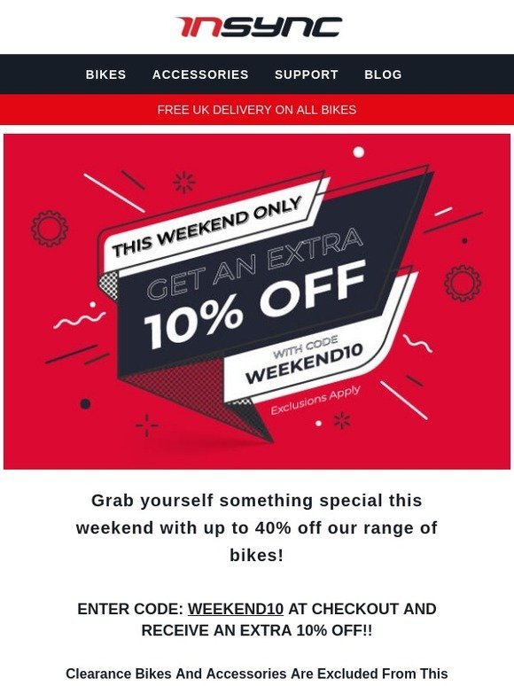 Get an EXTRA 10% Off Bikes This Weekend