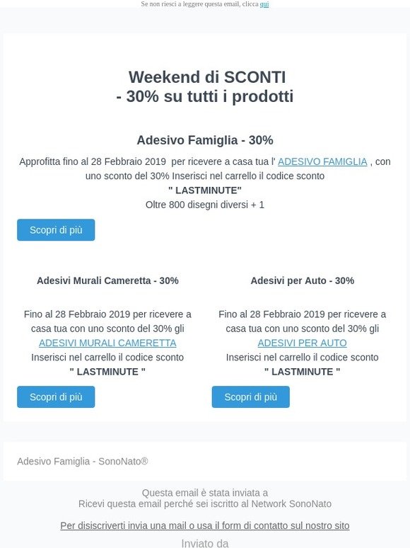 Weekend di sconti - 30% su tutti i prodotti