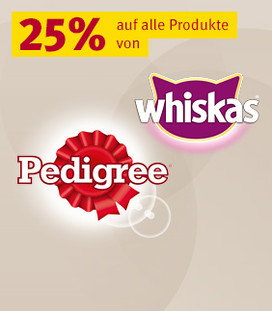 25% Rabatt auf alle Produkte von Whiskas & Pedigree
