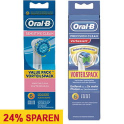 Oral-B Aufsteckbürsten Precision Clean oder Sensitive Clean - jetzt 24% sparen!