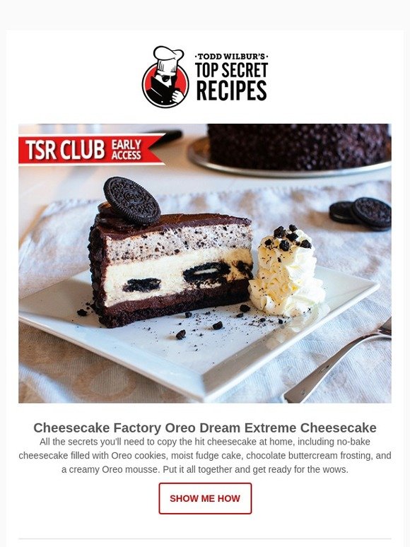 Top Secret Recipes, Inc. Cheesecake Factory Oreo Cheesecake, McRib