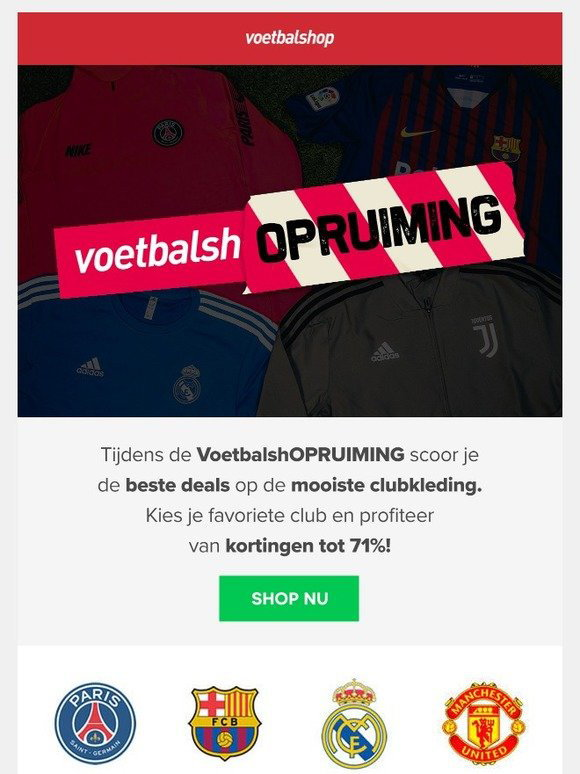 Voetbalshop.be Newsletters: Shop Sales, Discounts, and Coupon Codes