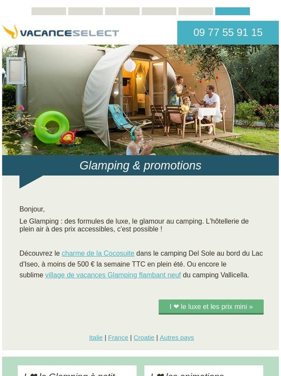 Les formules Glamping à des prix abordables