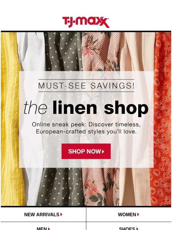 TJ Maxx First Look The Linen Shop. Milled