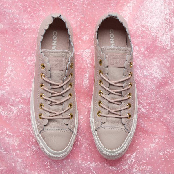 pale pink all star frilly thrills ox trainers