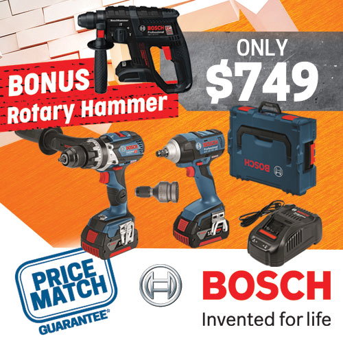 Bosch 2 Piece Kit With Bonus Rotary Hammer