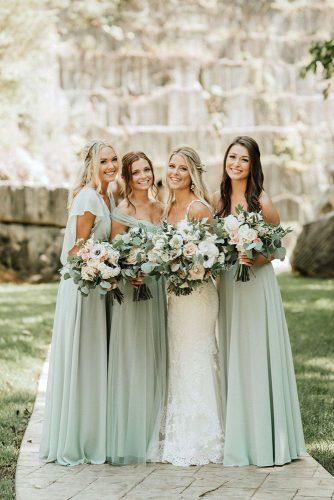 sage green wedding bridesmaids dresses and romantic bouquets T&K Photography