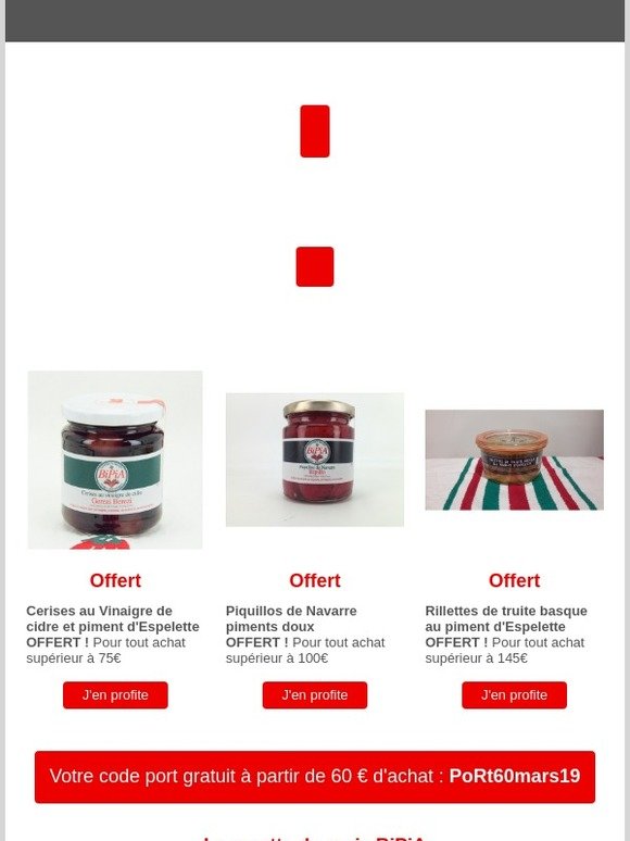 Frais de port offert à partir de 60€ - Découvrez le Ketchup basque !
