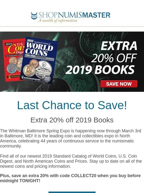 Last day to save an extra 20% on 2019 books!