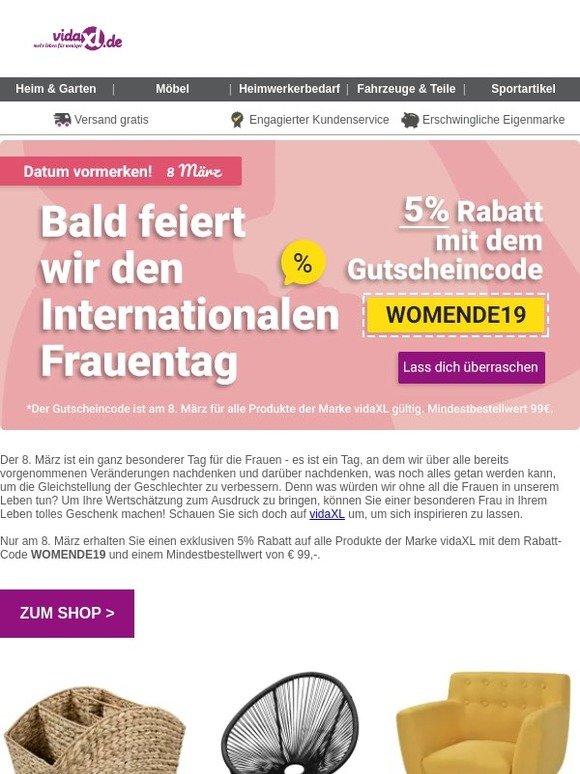 Erhalten Sie 5% Rabatt am Weltfrauentag!