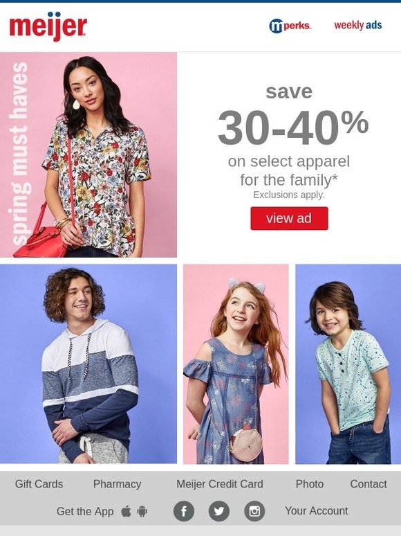 Meijer 3040 off select spring apparel Milled