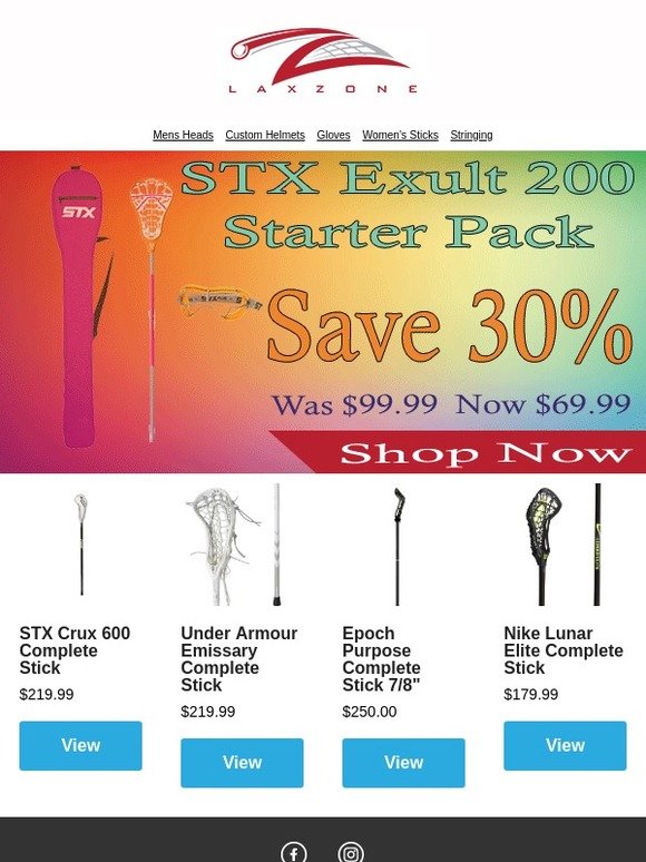 Lax Zone 30 STX Exult 200 Starter Package Milled