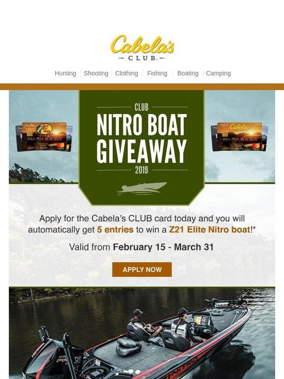 Cabela's Get Entered To Win The Nitro Boat Giveaway Milled