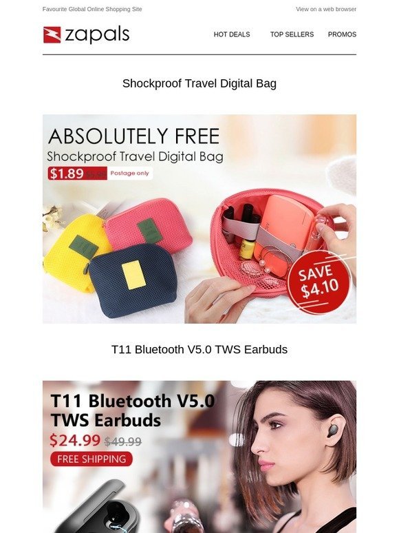 Amazing $1.89 - Travel Bag Only 500 sets; Fractory Direct Price - QCY New T11 BT5.0 Earbuds $24.99 and More