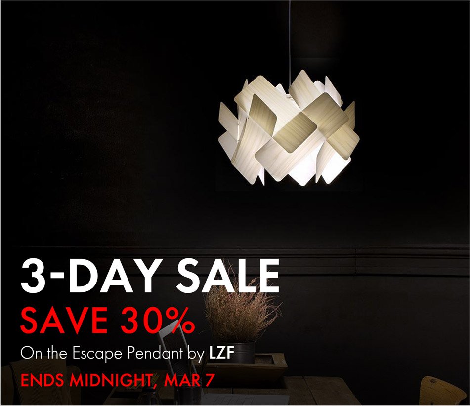 3-Day Sale. Save 30%. On the Escape Pendant by LZF. Ends Midnight, Mar 7.