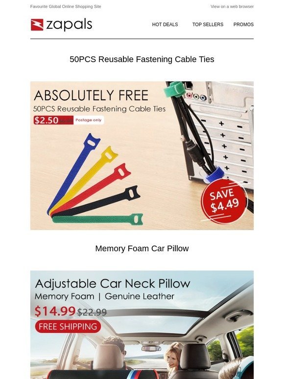 38% Off Enjoy - 50PCS Color Cable Ties $2.5; Genuine Leather Car Pillow $15 Shipped