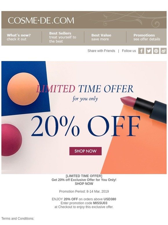 , welcome back! Get 20% off Exclusive Offer for You Only!