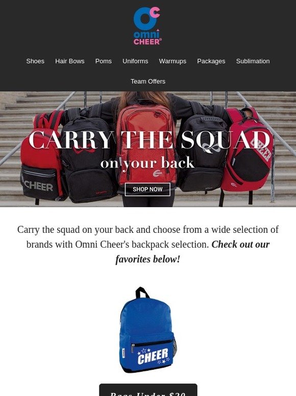 omni cheer glitter backpack