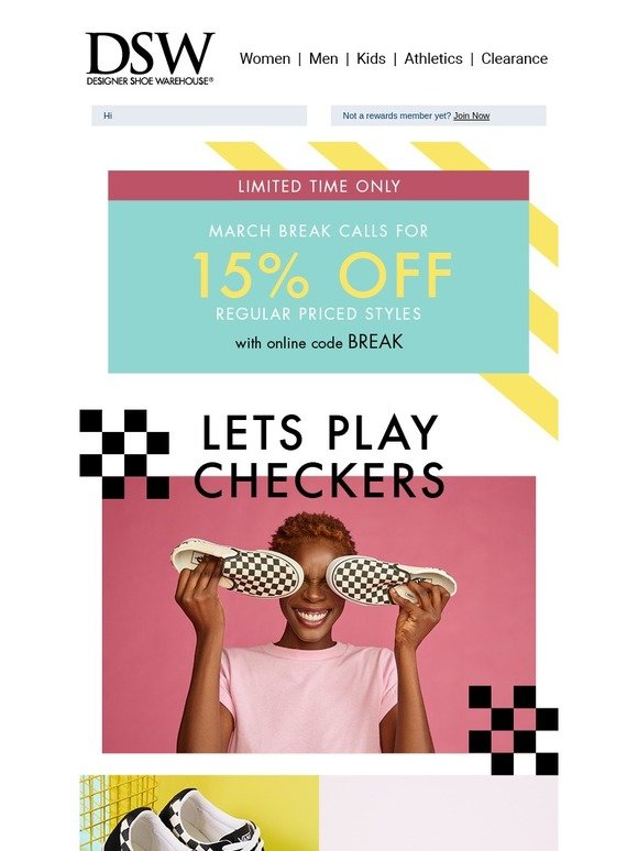 Yours now: 15% off new shoes.