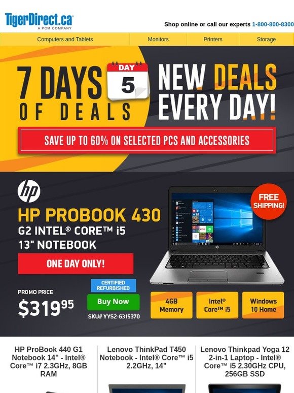 TigerDirect 7 Days of Deals Day 5 Refurbished Laptops from 320 and