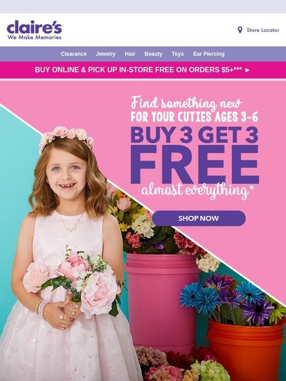 Claire's: Buy 3 Get 3 Free on NEW Claire's Club! 💓 | Milled