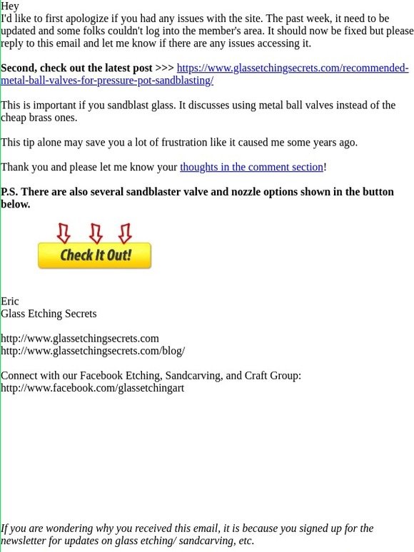 sorry about this... + info on sandblast valves