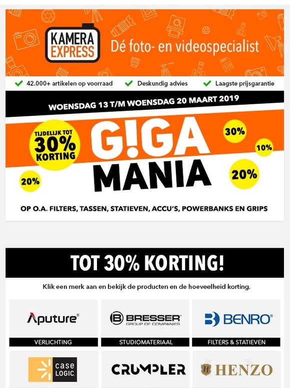 Giga Mania: tot wel 30% korting op heel veel accessoires