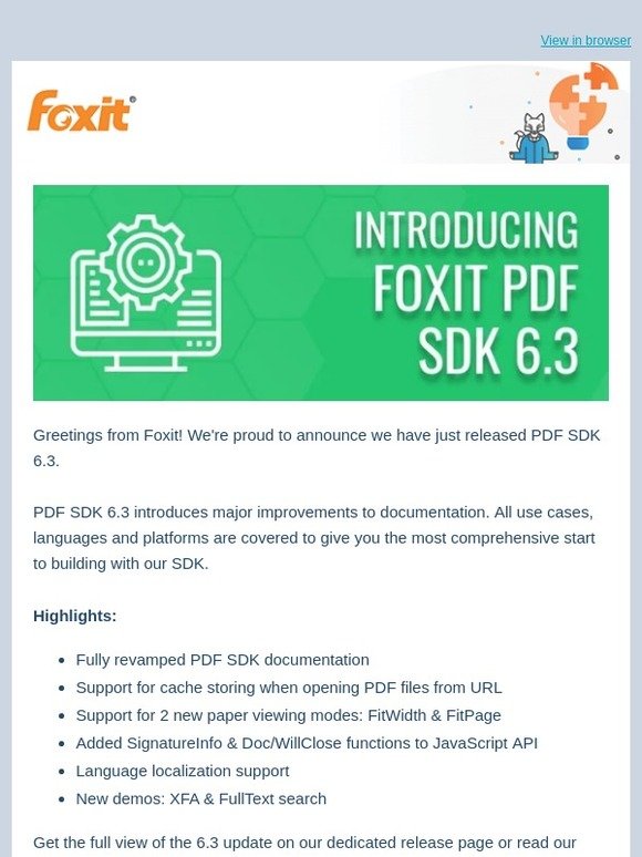 Just released: Foxit PDF SDK 6.3