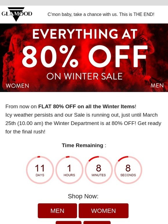 Everything at 80% OFF on Winter Sale: GLAMOOD FINAL CLEARANCE!