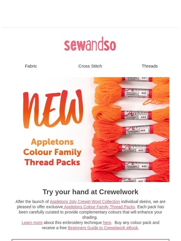 Exclusive Appletons Colour Family Thread Packs