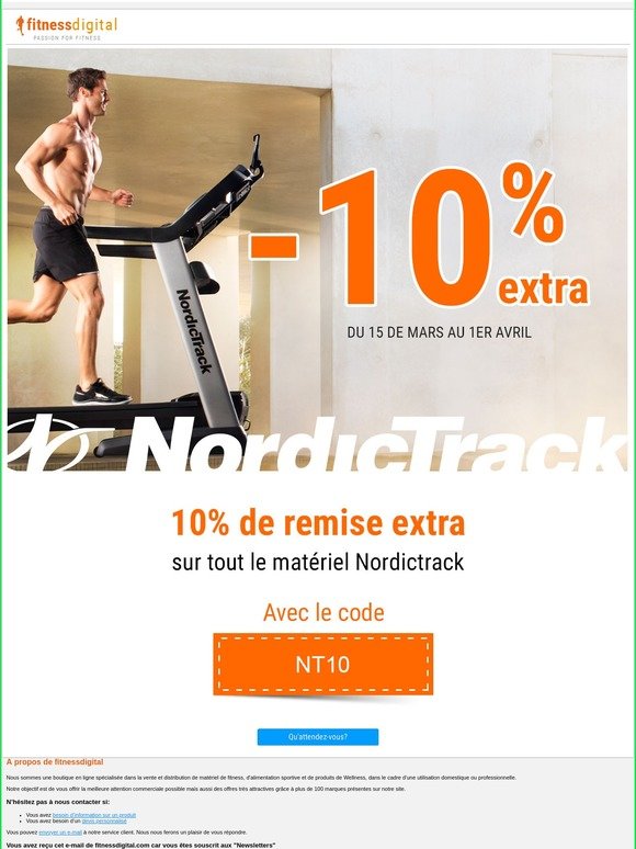 -EXTRA sur tout NORDICTRACK, dépêchez-vous!