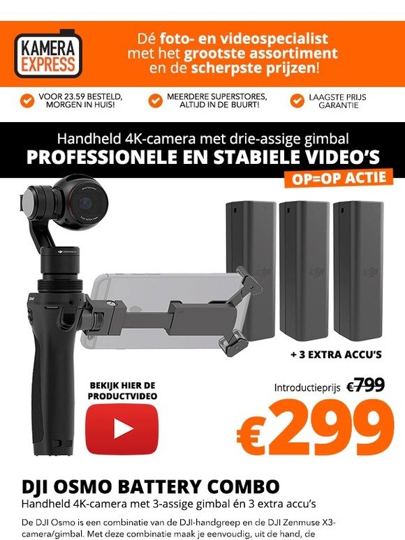 Handheld 4K-camera met drie-assige gimbal