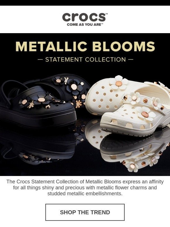 metallic blooms crocs