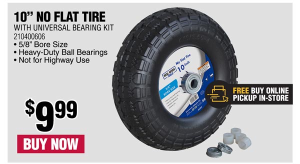 10-in. No Flat Tire with Universal Bearing Kit