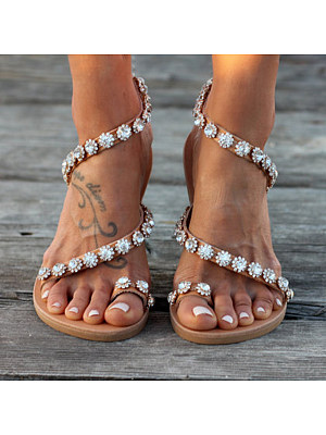 berrylook plain flat peep toe casual flat sandals