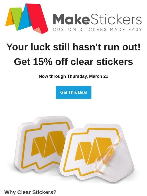 15% off Clear Stickers