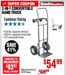 View 2 Piece 2-in-1 Convertible Hand Truck - 800 Lb. / 600 Lb. Capacity