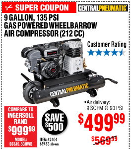 View 9 gal. 212cc 135 PSI Wheelbarrow Air Compressor EPA III
