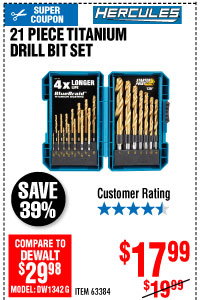 View Hercules Titanium Drill Bit Set 21 Pc
