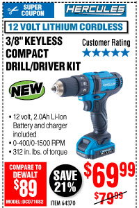 View 12V Lithium Cordless 3/8 in. Compact Drill/Driver Kit