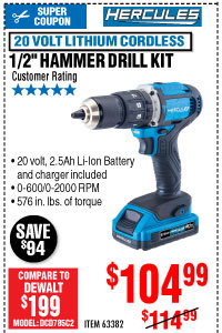 View 20V Lithium Cordless 1/2 In. Compact Hammer Drill/Driver Kit