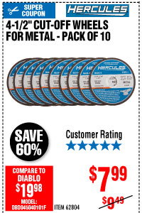View 4-1/2 in. 40 Grit Metal Cut-off Wheel 10 Pc